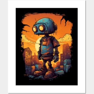 Sad Robot in a Post-Apocalyptic world Posters and Art